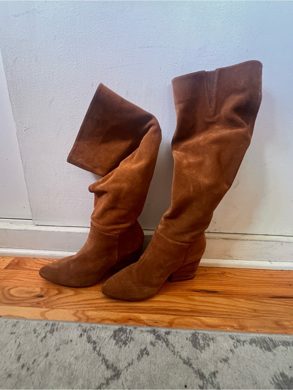 Able Over-the-Knee Suede Boots in Chestnut Brown
